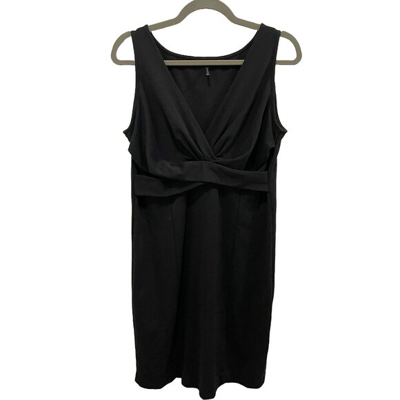 Sleeveless Ponte Sheath Dress | Surplice Neck | Crisscross Front | Knee Length - Picture 1 of 5